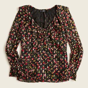 J. Crew Ruffleneck Top in Midnight Vintage Floral S